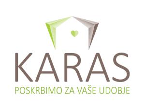 Logo: Karas. Poskrbimo za udobje in promocijo