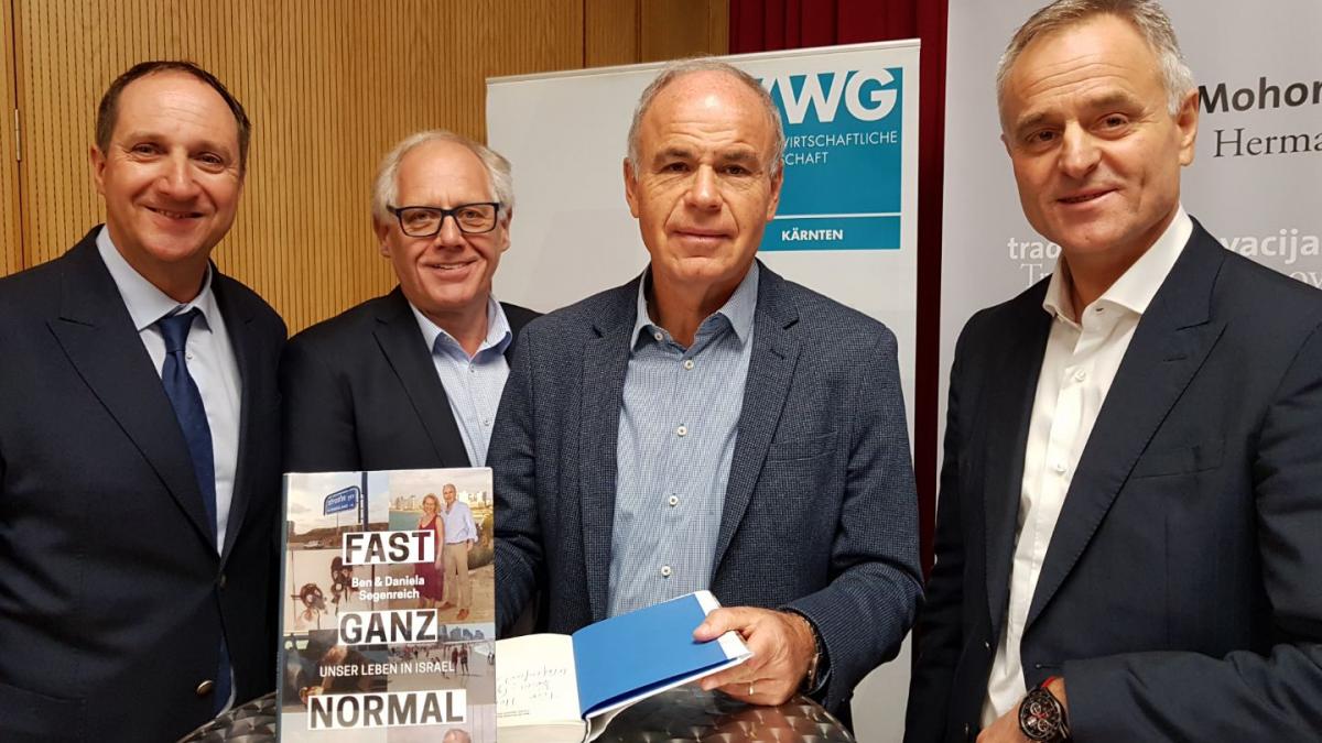 Bild: Herwig Draxler - Geschäftsführer der VGK, Franz Kelih - Hermagoras-Direktor, Ben Segenreich - Journalist, Benjamin Wakounig  - SGZ-Präsident