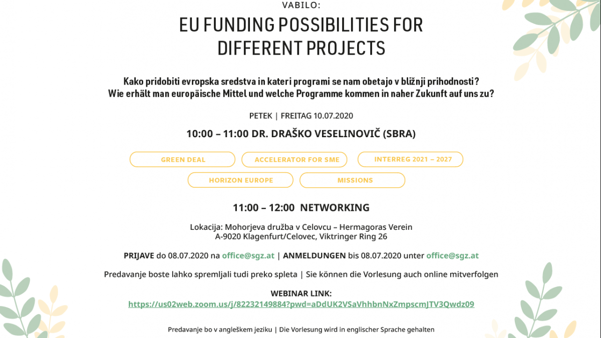 Slika: Webinar: EU-funding possibilities for different projects