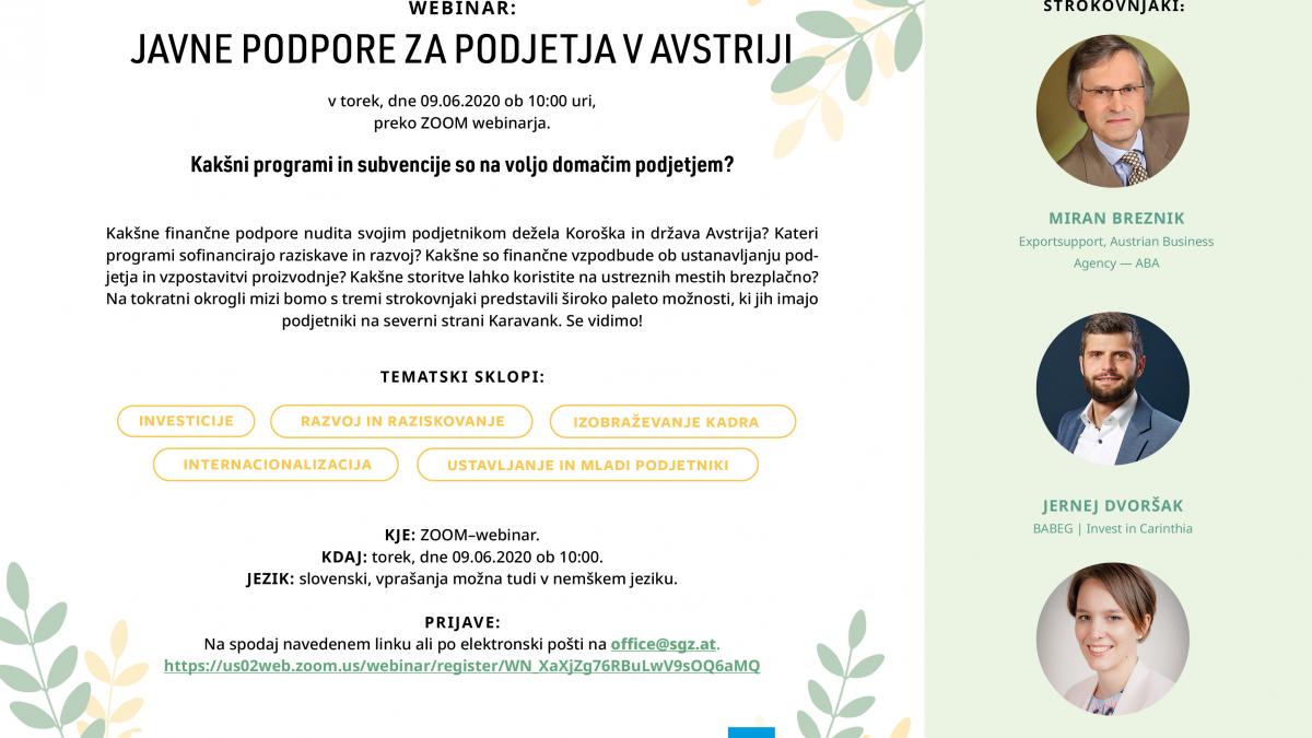 Slika: Webinar: Javne podpore za podjetja v Avstriji