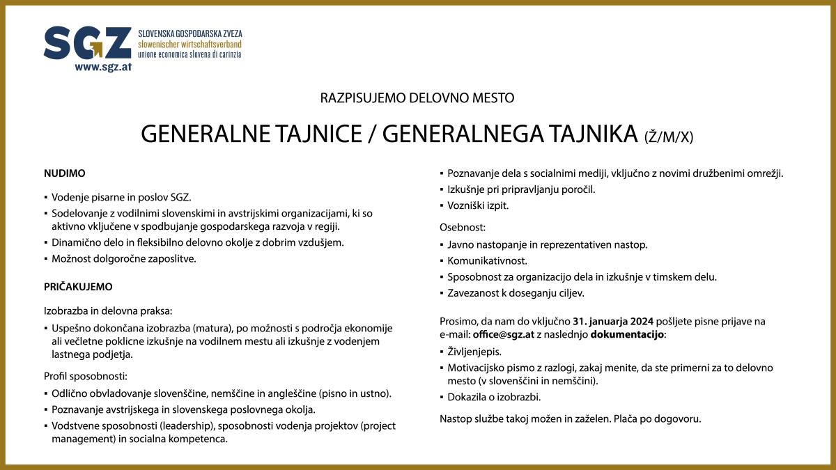 Slika: Razpis delovnega mesta