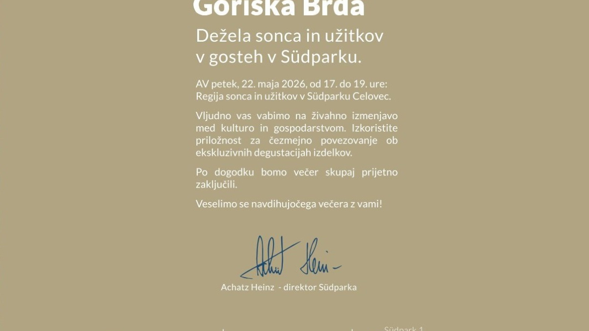 Slika: Goriška Brda – Dežela sonca in užitkov v gosteh v Südparku